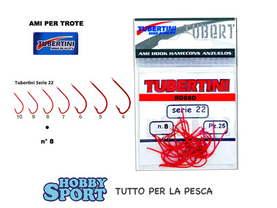AMI TUBERTINI SERIE 22 ROSSO TROTA SIZE 8  PESCA TROTA LAGO FIUME