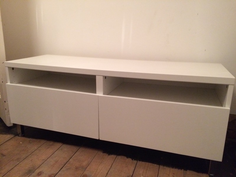 Ikea Besta TV storage unit / stand white with chrome legs in Rugby