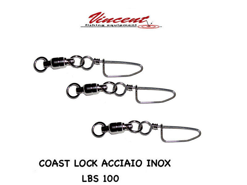 COAST LOCK VINCENT 100 LB GIRELLA A CUSCINETTO + MOSCHETTONE BIG GAME conf. 3 PZ