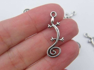 BULK 50 Gecko lizard pendants antique silver tone A81