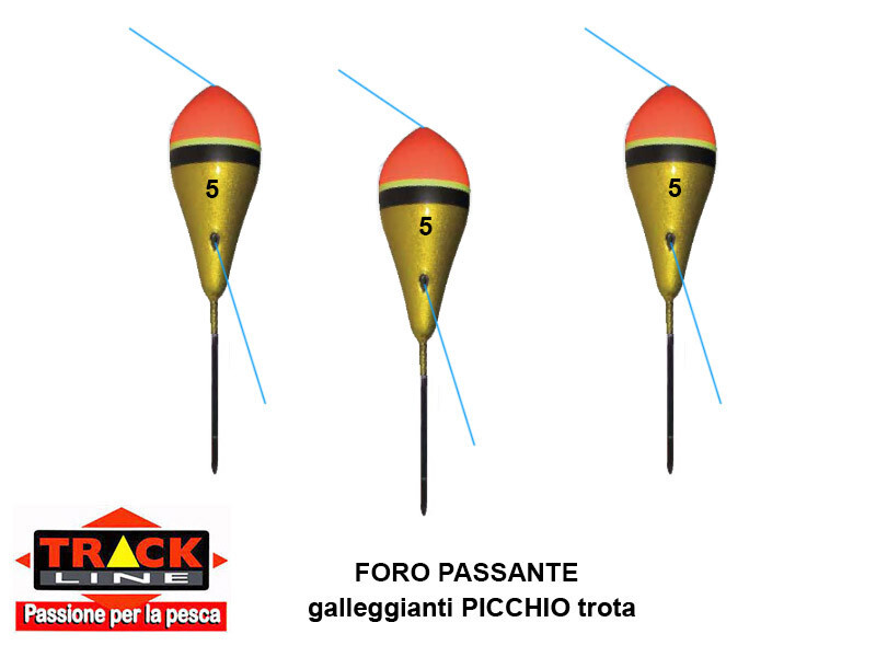 GALLEGGIANTI TROTA TRACK MODELLO PICCHIO PESO 5 GR FORO PASSANTE CONF 3 PZ