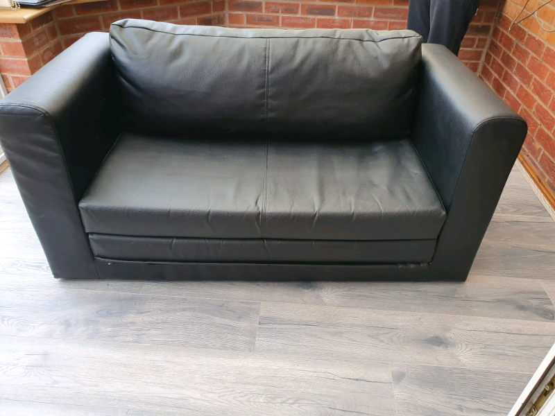 IKEA sofa bed black faux leather in Sandwell, West Midlands Gumtree