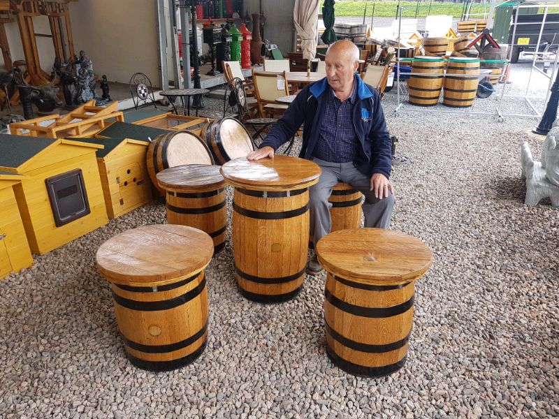 Oak Barrel Garden Furniture Stools Table Set In Armagh County