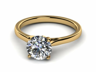 1ct Engagement Ring Round Lab-Created Moissanite 4 Prong Solitaire Gold Plated