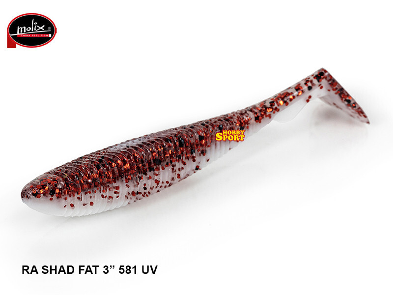 MOLIX RA SHAD FAT 3'' COLOR  581 UV BLOODY WHITE  SPINNING SPIGOLA BLACK BASS
