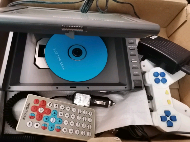 Portable Tv dvd player dvd games with remote power supply in Cheadle