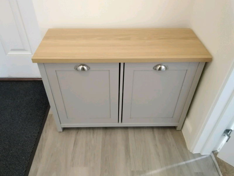 New & assembled Lancaster Grey/Oak (shoe)storage in