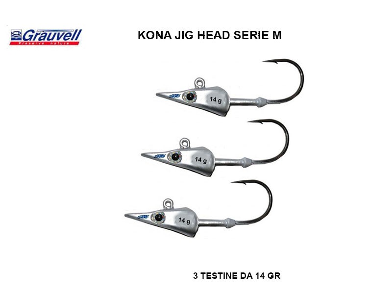 JIG HEAD GRAUVELL KONA SERIE M PESO 14 GR TESTINA PIOMBATA CONF 3 PEZZI