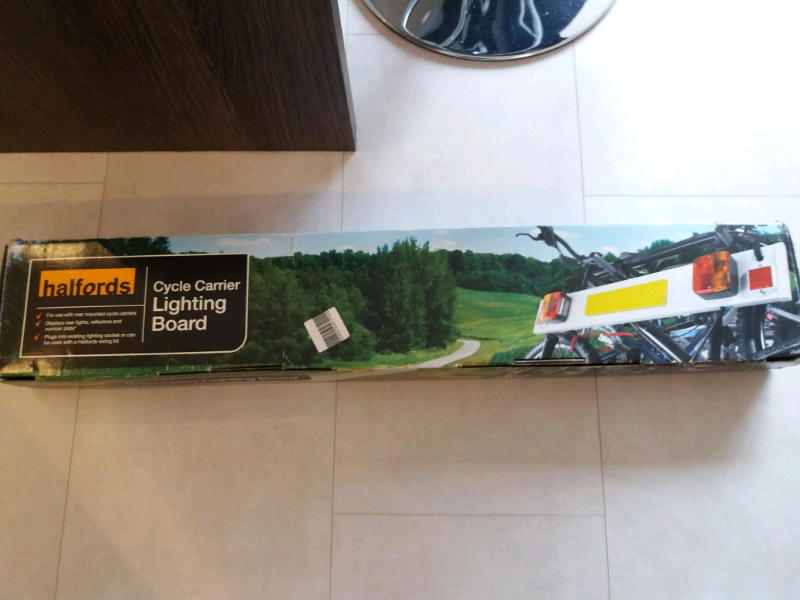 Halfords cycle carrier lighting board in Johnstone, Renfrewshire