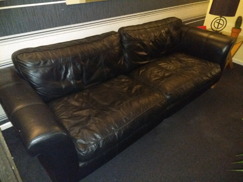 Free to take 4 seater leather sofa (black) in Sunderland, Tyne and