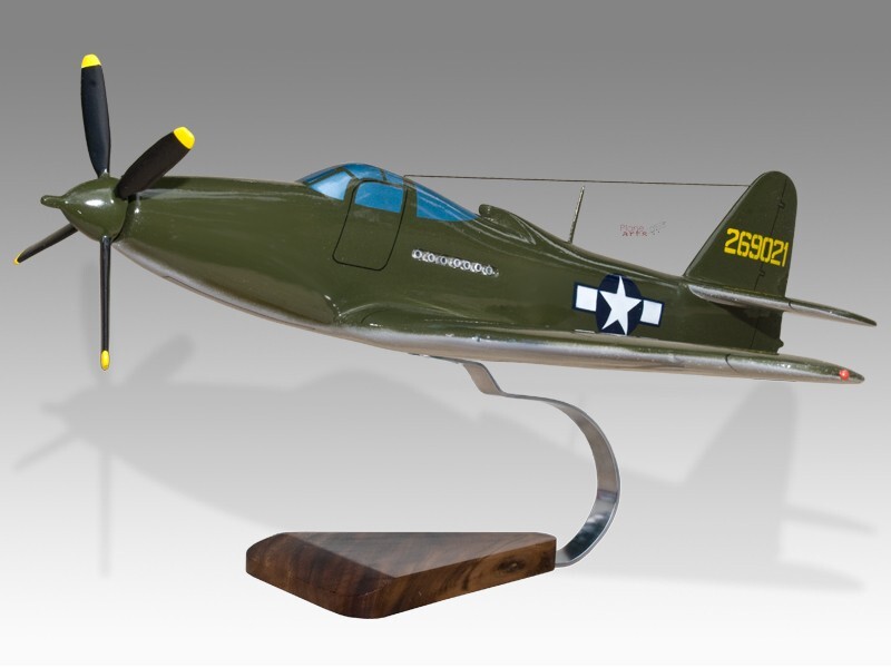 Bell P-63C Kingcobra USAF Solid Mahogany Wood Handcrafted Display Model