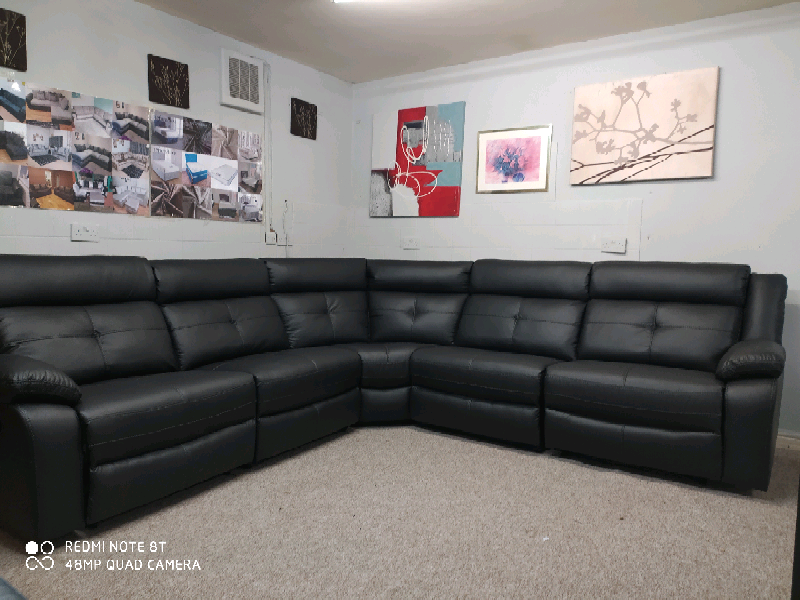 Harvey black leather corner sofa in Bolton, Manchester Gumtree