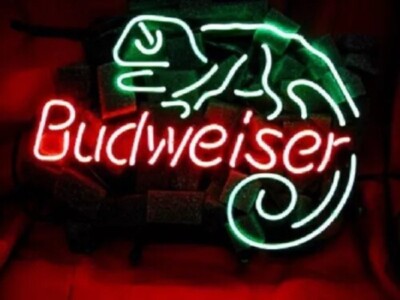 Lizard Chameleon Light Beer Neon Sign 17''x14'' Lamp Man Cave Bar Decor Glass SY