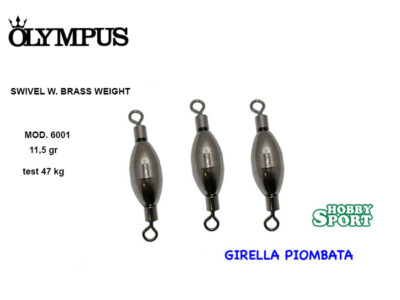 GIRELLA PIOMBATA OLYMPUS 11,5 GR M. 6001 SWIVEL W. BRASS WEIGHT FIUME TROTA MARE