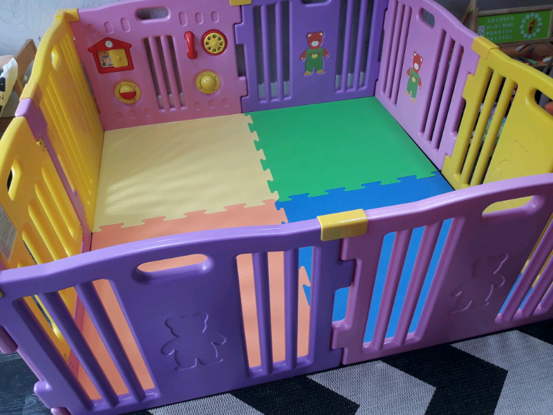 Baby playpen, large childs plastic playpen with foam mats kids playpen