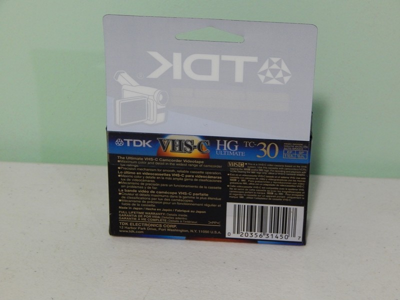 New TDK VHS-C HG ULTIMATE TC-30 camcorder blank tape 30/90 minutes record time