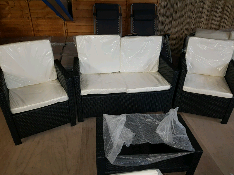 A new 4 piece black garden rattan furniture set | in Stoke-on-Trent