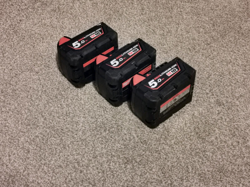 Milwaukee 5.0ah 18v batteries x 3 nearly new in Stourbridge, West