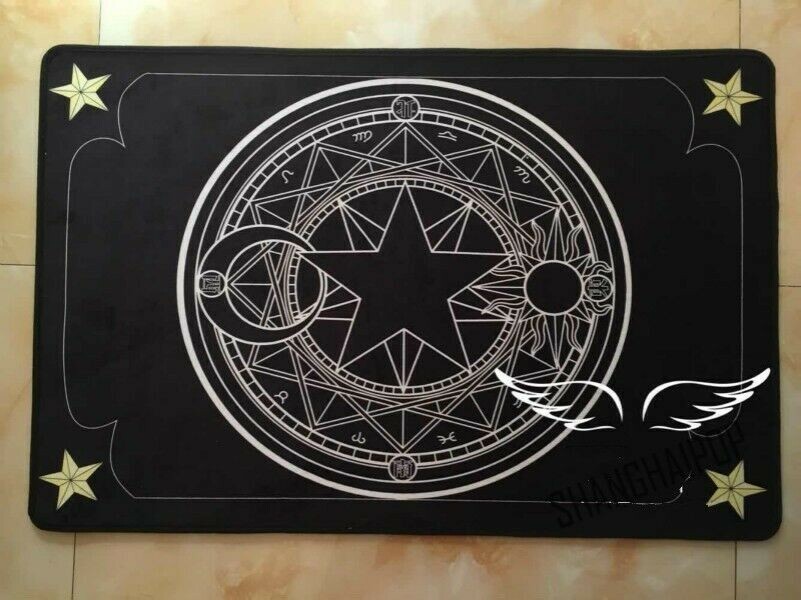Table Pendulum Chart Triple Moon Pentacle Tarot Card Tablecloth Pad Wicca Black