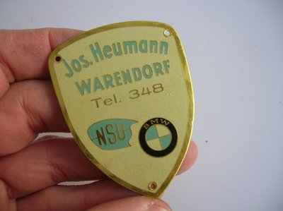 BMW NSU BADGE R 50 70 80 2002 02 BIKE MOTOBIKE CAR GERMANY HEUMANN DEALER NOS
