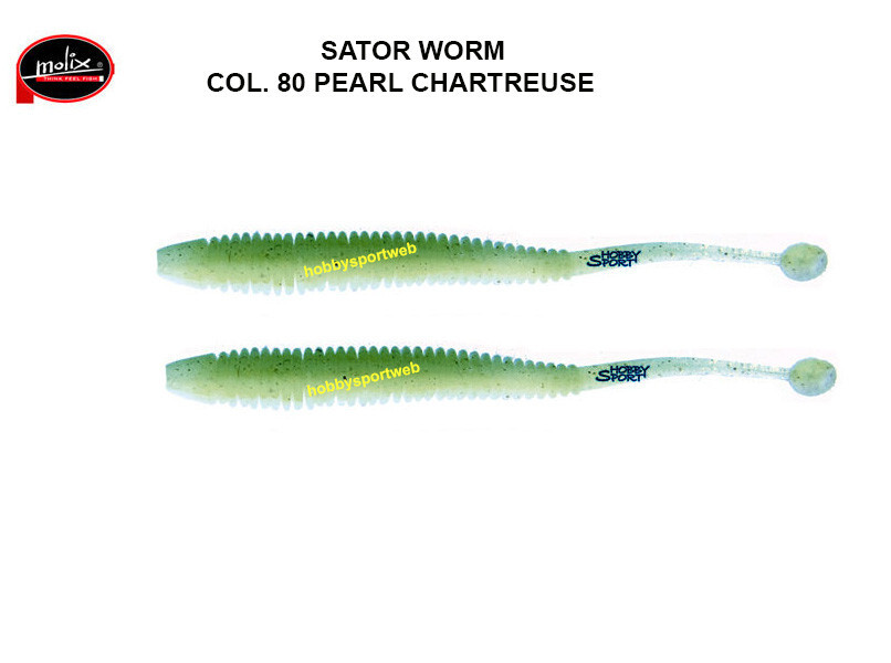 MOLIX SATOR WORM 2,5" COL 80 PEARL CHARTREUSE SPINNING BLACK BASS 15 PZ