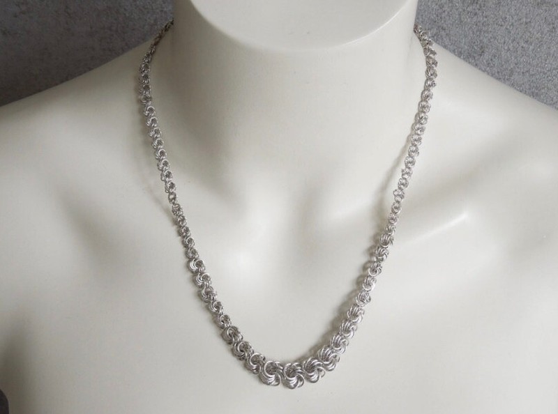 925 Silber Kette Collier Verbundenen Ringe 6,0 G/52,5 Cm