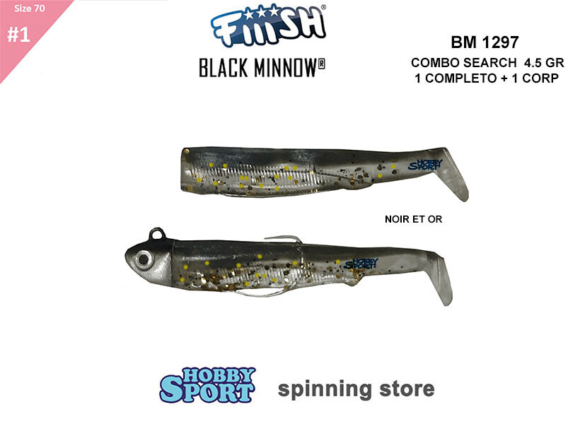 BLACK MINNOW FIIISH SIZE 1BM 1297 NOIR ET OR 4.5 GR COMBO SEARCH + 1  SPINNING