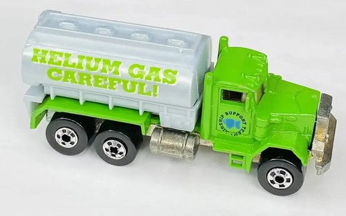 Vintage 1979 Hot Wheels Helium Gas Tanker Truck - Green Semi Truck