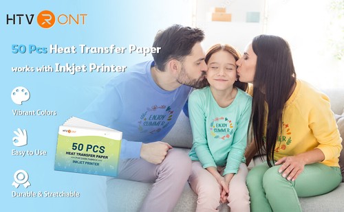 50Pack Heat Transfer Paper for Dark T Shirts 8.5x11" Iron on Transfer Paper 