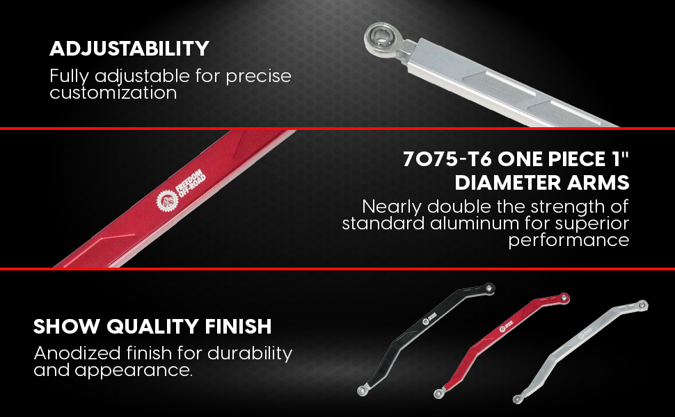 Freedom Off-Road 14-16 RZR High Clearance Heavy Duty Radius Rod Set (4) - Polish