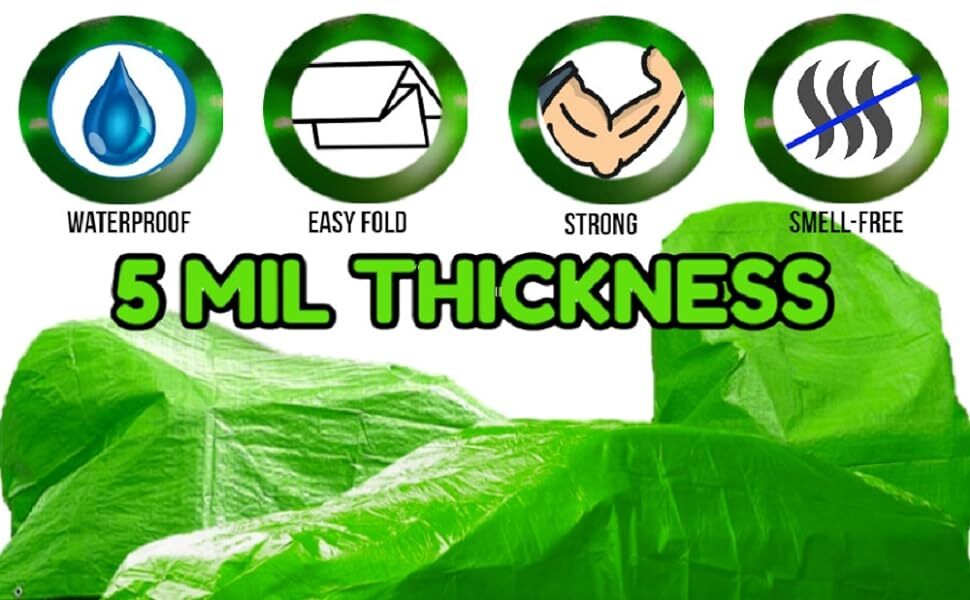 Standard Poly Tarp Reinforced Edge Grommet Multi-Purpose, Pool Cover Boat Tarps