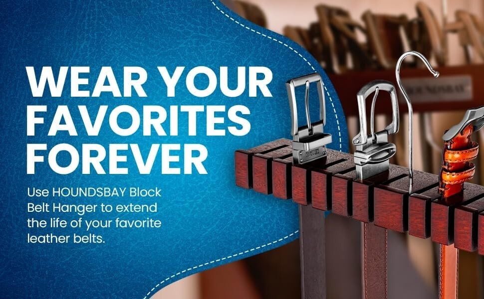 Houndsbay Block Belt Hanger & 14 Belt Rack Closet Organizer Cedar New