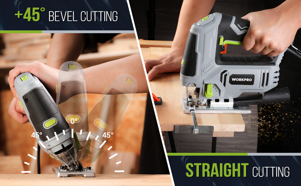 WORKPRO Corded Electric Jigsaw 6.5AMP 850W Jig Saw Tool Kit 3000SPM 7PCS Blades