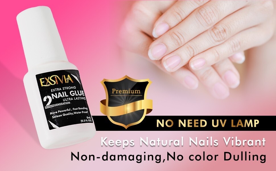 EXSIVIA 2nd Generation Super Strong Nail Glue - Salon Quality, Extra Strength