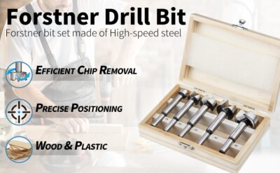 5 Piece Drill Bit Set FORSTNER BITS 15-35mm Heavy Duty Circular Carbide Edge Bit