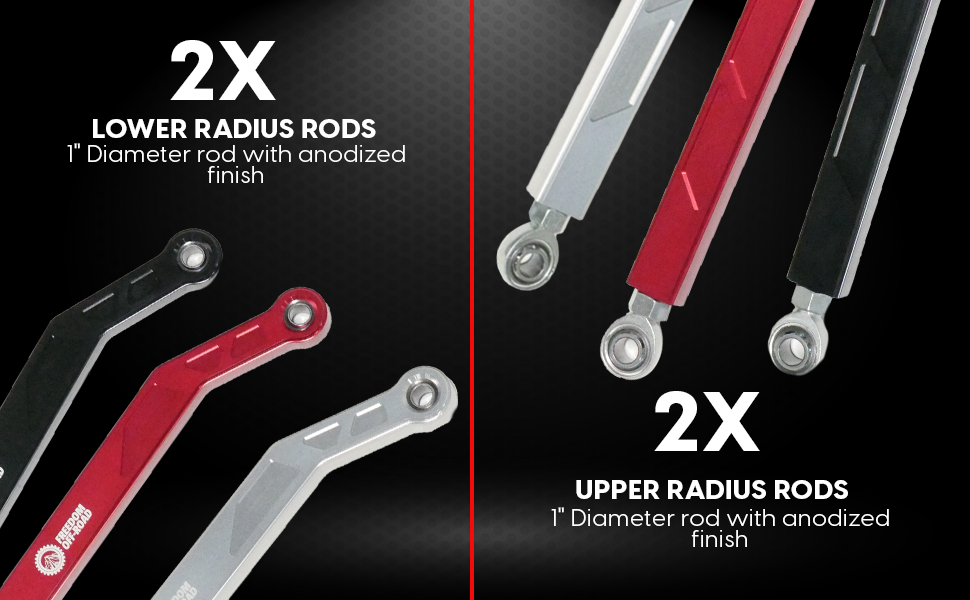 Freedom Off-Road 14-16 RZR High Clearance Heavy Duty Radius Rod Set (4) - Polish