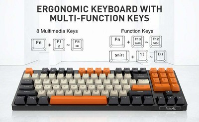 HAVIT Mechanical Keyboard Red Switch 89 Keys PBT Keycaps Multimedia For PC Table