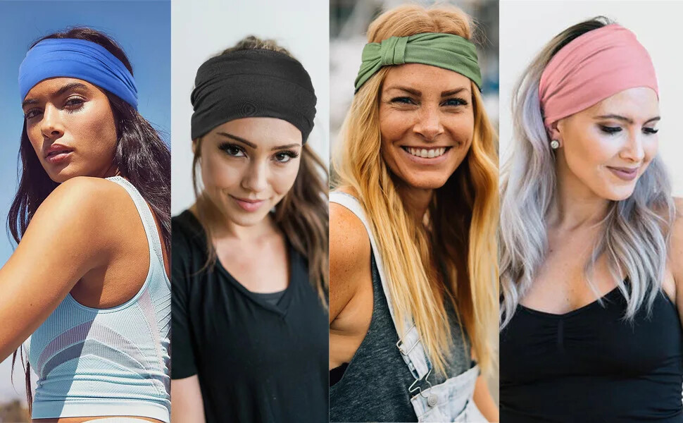  Wide Headband Women Hair  Bow knot Turbans Head Band Make-up Sports Running