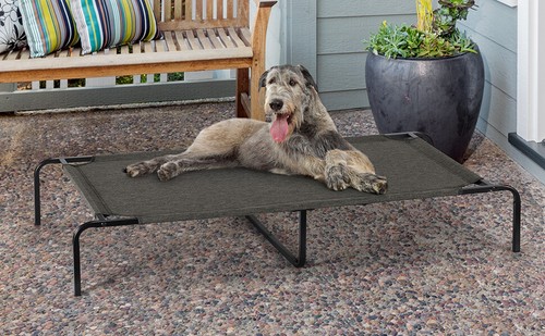 Portable Outdoor Raised Pet Cot Breathable Fit 100lb Gray