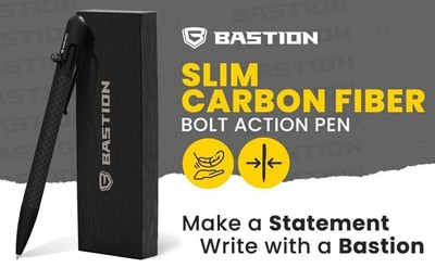 BASTION SLIM BOLT ACTION PEN Black Carbon Fiber Stainless Steel Ballpoint Pens