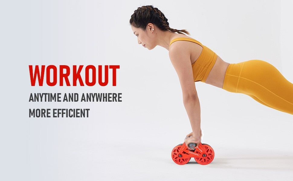 Wheel Roller Automatic Rebound with Knee Pad Mat,Core Muscle Ab Trainer with Int