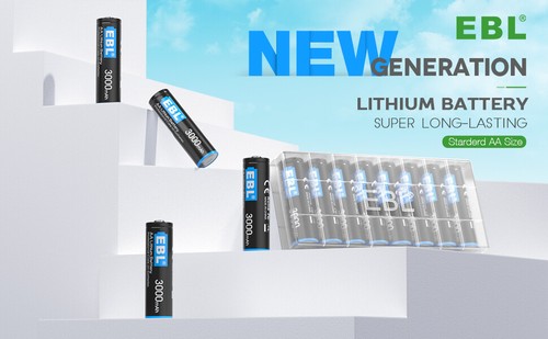 Lot EBL 3000mAh 1.5V AA Lithium Batteries Constant Volt Double A Battery USA