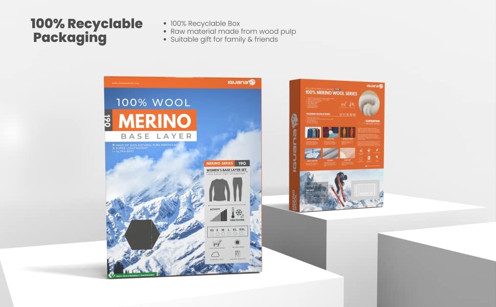 Womens 100% Merino Wool Base Layer Set Winter Warm UT Crew Top Long Johns Bottom