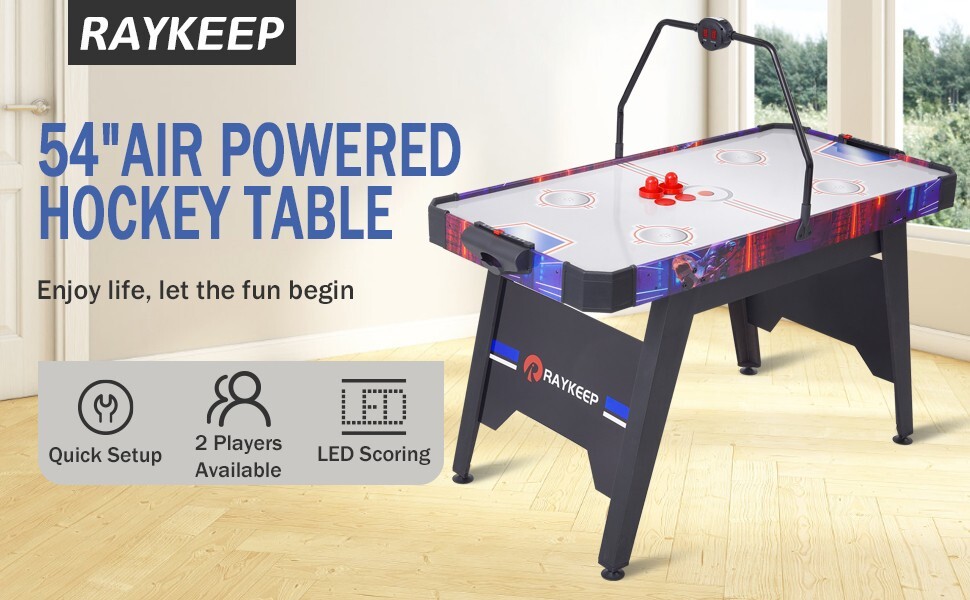 54" Air-Powered Hockey Table 12V Sport Hockey Game Overhead Electronic Scorer