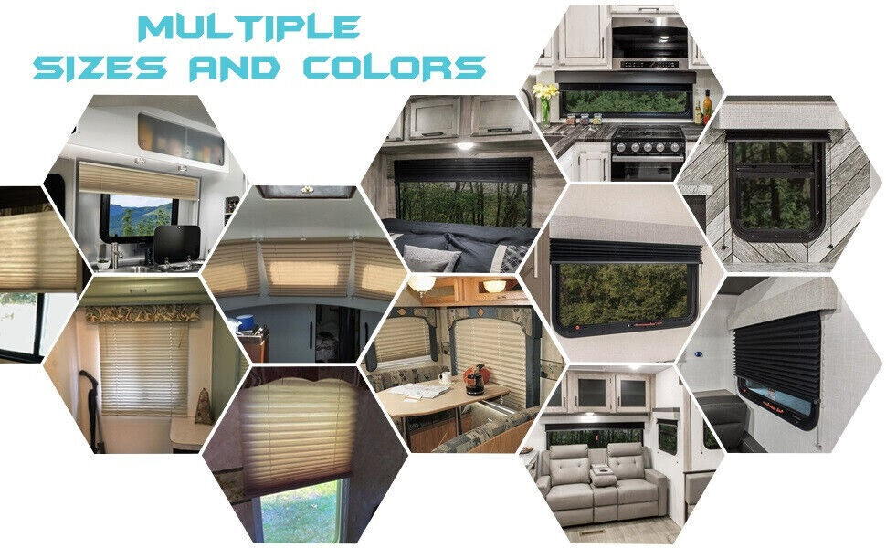 RV Blinds For Camper Windows Motorhome Trailer Pleated Privacy Shades Screen Set