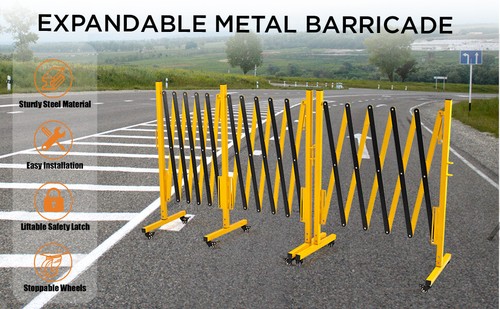 Ginkman 8.2 Feet Long Expandable Metal Barricade with casters (Yellow and Black)