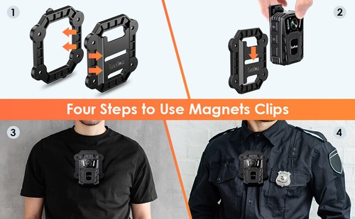 BOBLOV 1296P police Body Camera with Audio Recorder Law Enforcement + back Clips