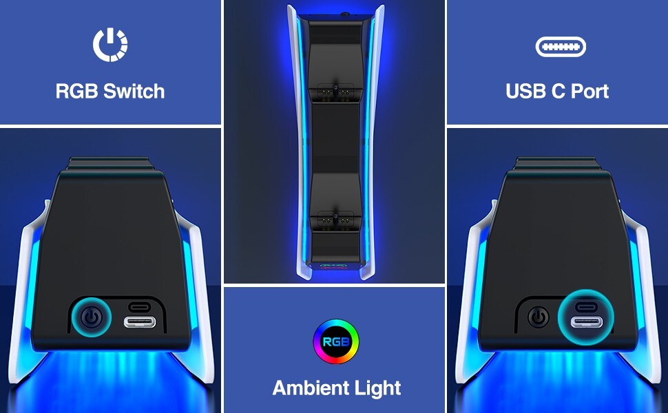 PS5 Controller Charger ,Dual Fast Charging Station for PlayStation5 DualSense US