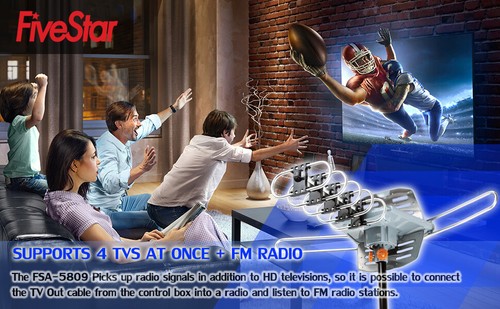 HDTV Antenna 1080P Outdoor Amplified Digital 360 Rotor HD TV UHF VHF FM 150 Mile