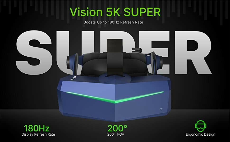 Pimax Vision 5K Super VR Headset, Wide 200°FOV, 180 Hz High Refresh